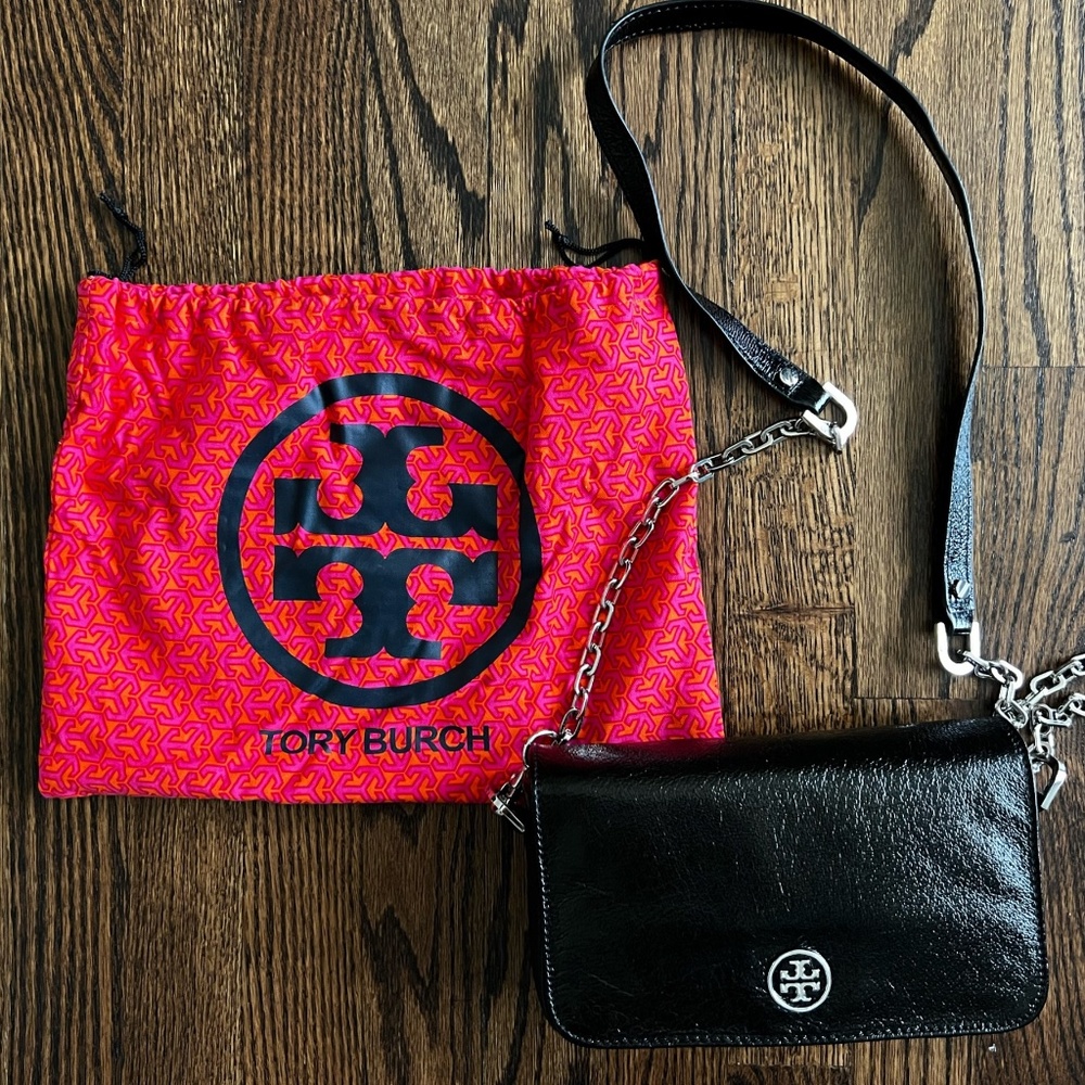 Tory Burch Mini Robinson Crossbody Black Patent Leather Bag